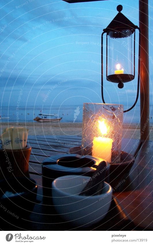 Still life in Bali 2 Beach Table Lamp Ocean Candle Los Angeles Sky Glass Water Dusk