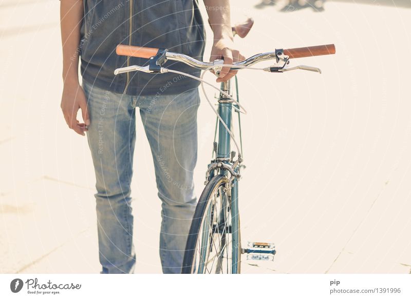 cut out with a pastry wheel Human being Young man Youth (Young adults) Arm Hand Legs 1 Bicycle speedbike Racing cycle Cool (slang) Mobility Cycling Retro