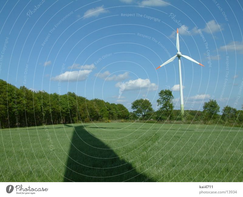 windmill Ecological Electricity Electrical equipment Technology Wind energy plant Energy industry Shadow