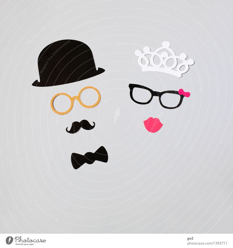 Archie & Ashley Luxury Elegant Style Leisure and hobbies Handicraft Masculine Feminine Woman Adults Man Mouth Lips Bow tie Eyeglasses Hat Moustache Crown