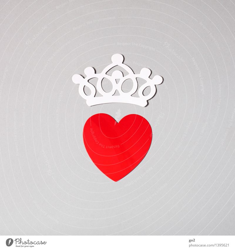 A heart and a crown Handicraft Valentine's Day Paper Crown Sign Heart Esthetic Simple Cliche Gray Red White Love Infatuation Romance Colour photo Interior shot