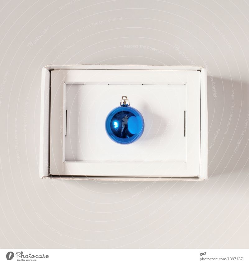Oh you merry one Christmas & Advent Cardboard Packaging Packaging material Packaged Glitter Ball Gift Esthetic Blue White Anticipation Design Surprise