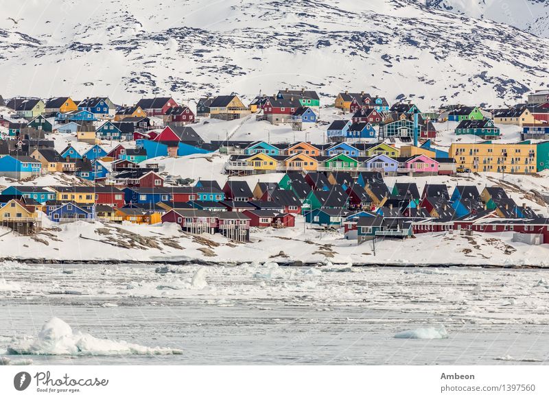 Colorful Ilulissat Vacation & Travel Tourism Trip Adventure Sightseeing City trip Cruise Ocean Winter Snow Winter vacation Mountain