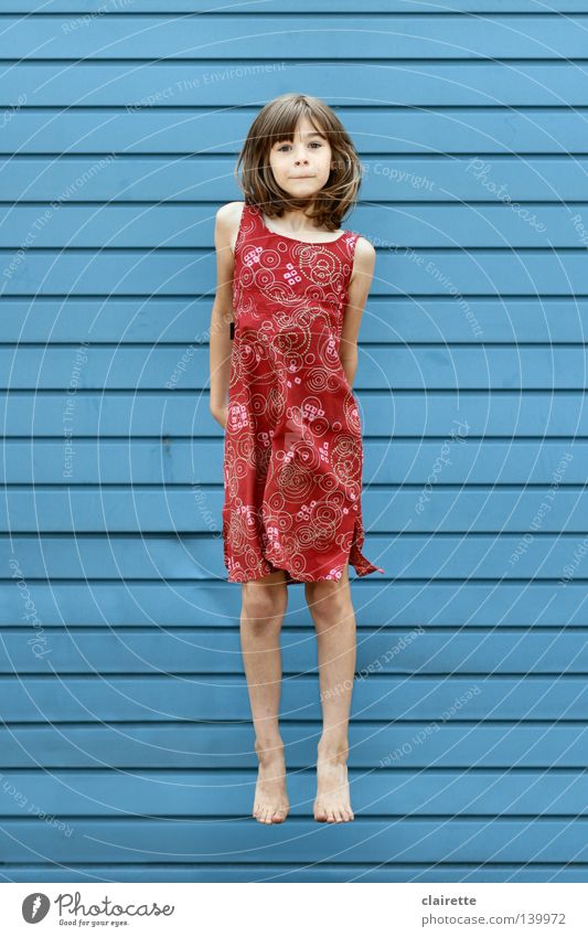 only flying is better Colour photo Multicoloured Exterior shot Full-length Looking into the camera Summer Child Human being Girl Infancy Youth (Young adults) 1
