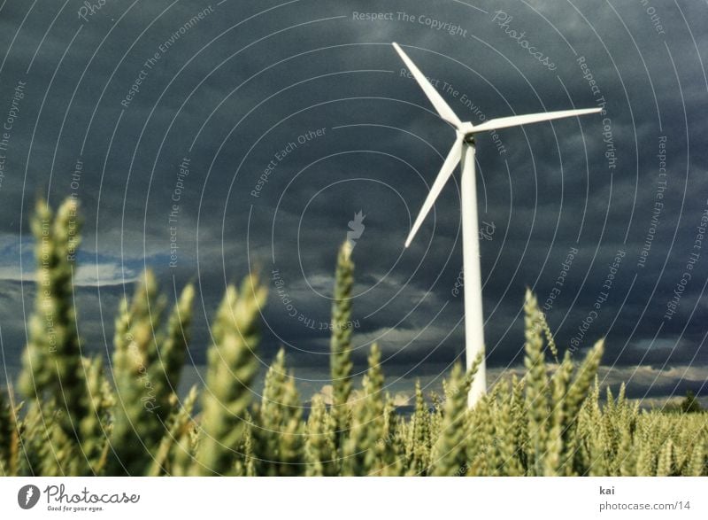 Windmill01 Field Clouds Wind energy plant Grain Grain field Ear of corn Agriculture