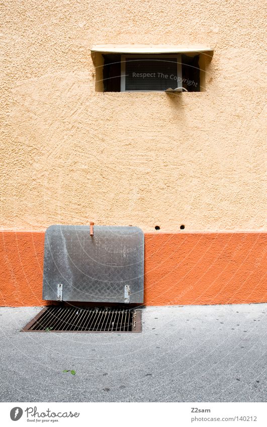 SIMPLE good Simple Flap Window Tar Concrete Multicoloured Wall (building) House (Residential Structure) Architecture Reduce Colour Orange Structures and shapes