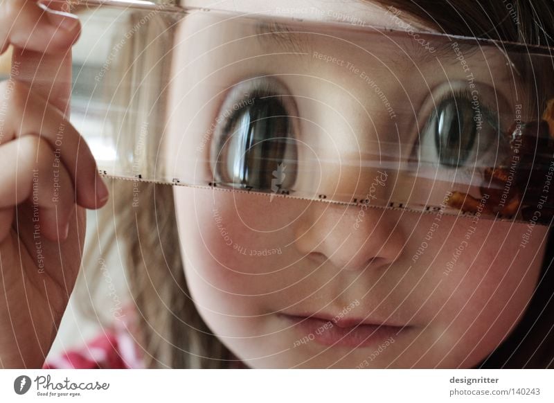 Who looks deep into the glass ... Child Girl Glass Drinking water Water Lens Looking Insight Vista Eyes Distorted Blur Unclear Foreign Unfamiliar Invent