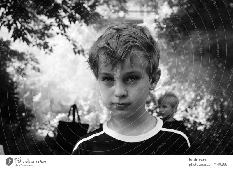 Hanni Looking Child Black White Light Face Smooth Head Hair and hairstyles Portrait photograph Face of a child Black & white photo Upper body