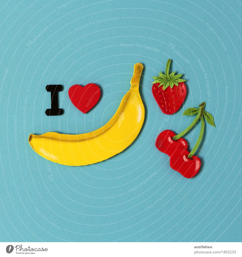 I <3 diversity Food Fruit Cherry Banana Strawberry Nutrition Eating Vegetarian diet Diet Leisure and hobbies Handcrafts Handicraft Summer Art Design Poster