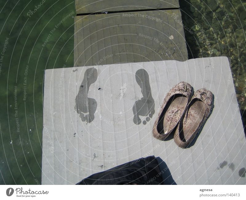 Transient Traces Feet Footwear Water Wet Footprint Lake Constance Rhine Concrete Dancing shoes