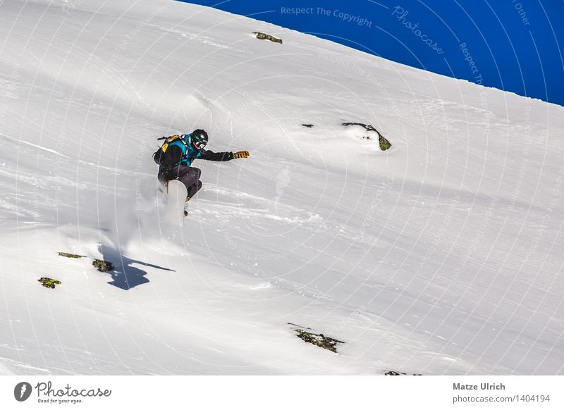 Jump into the deep snow Winter Snow Winter vacation Mountain Winter sports Sportsperson Snowboard Deep snow Environment Landscape Sky Cloudless sky Sun