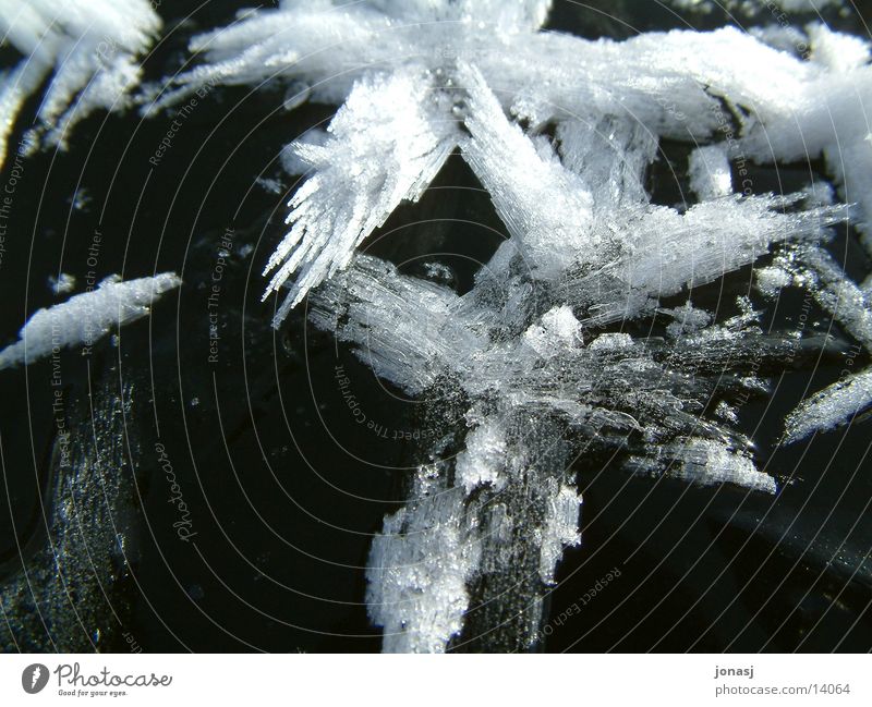 ice crystal White Dark Black Lake Frozen surface Ice Crystal structure Bright Snow Lengenweiler
