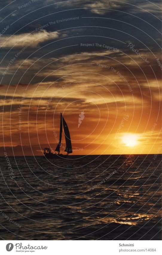 Sailing in the sun Watercraft Ocean Clouds Vacation & Travel Europe Sun Sky Island Evening Sunset