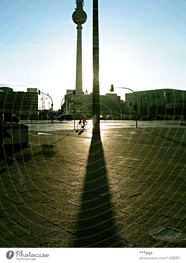 brotherhood. Berlin Alexanderplatz Capital city Sun Sunset Evening Dusk Twilight Television tower Berlin TV Tower Back-light Evening sun Shadow Tall Landmark