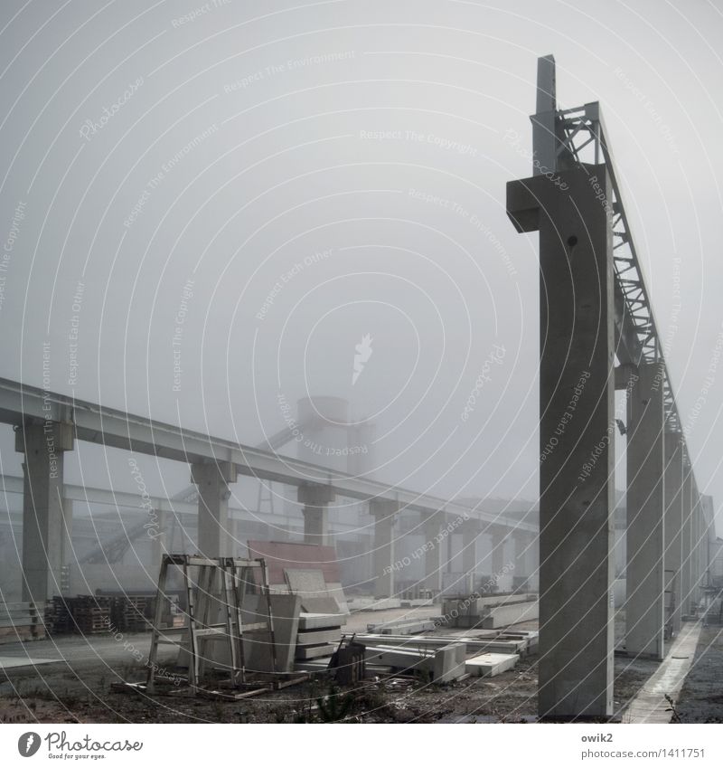 working atmosphere Technology Industry construction sector Construction site Fog Concrete Steel Work and employment Build Stand Sharp-edged Firm Large