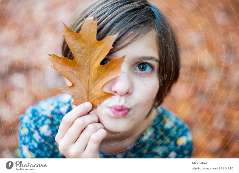 hoo-hoo Girl Youth (Young adults) 1 Human being 8 - 13 years Child Infancy Kissing Autumn Bright Autumnal Autumn leaves Autumnal colours Girlish Girl`s face