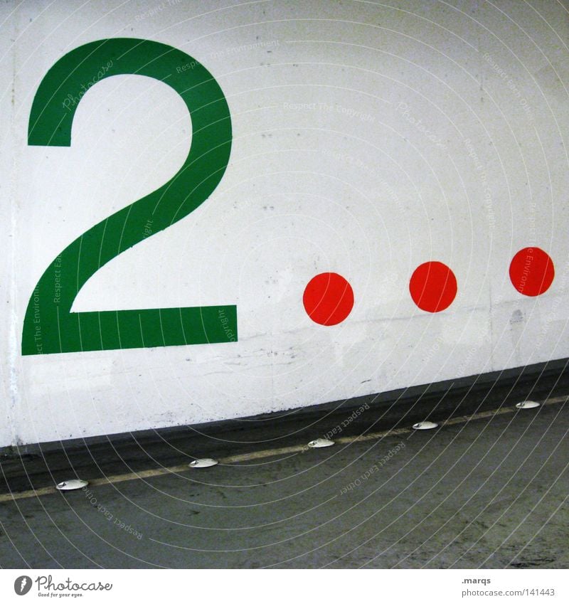 Deck Two Street Garage 2 Digits and numbers Parking lot Traffic infrastructure Transport Numbers Red Black parking two Numbers and numbers Green Round