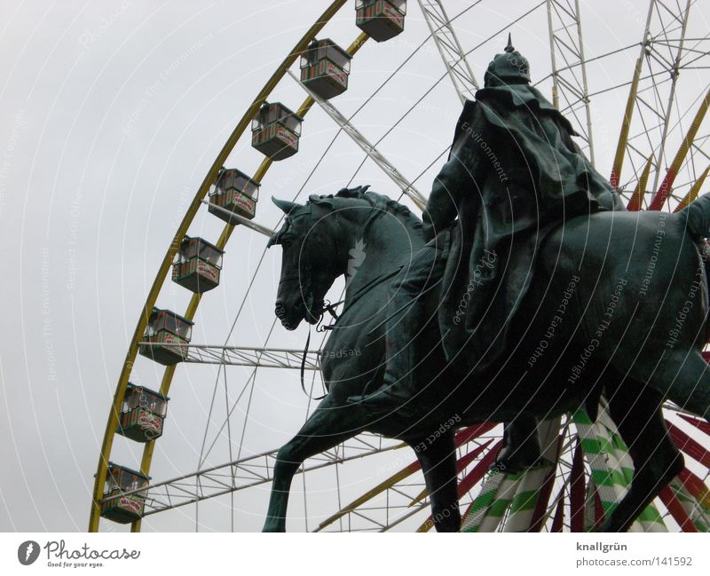 Emperor Wilhelm amuses himself Monument Statue Horse King Gedächtnis Kirche Rider Spiked helmet Cape Ferris wheel Fairs & Carnivals Theme-park rides Old New