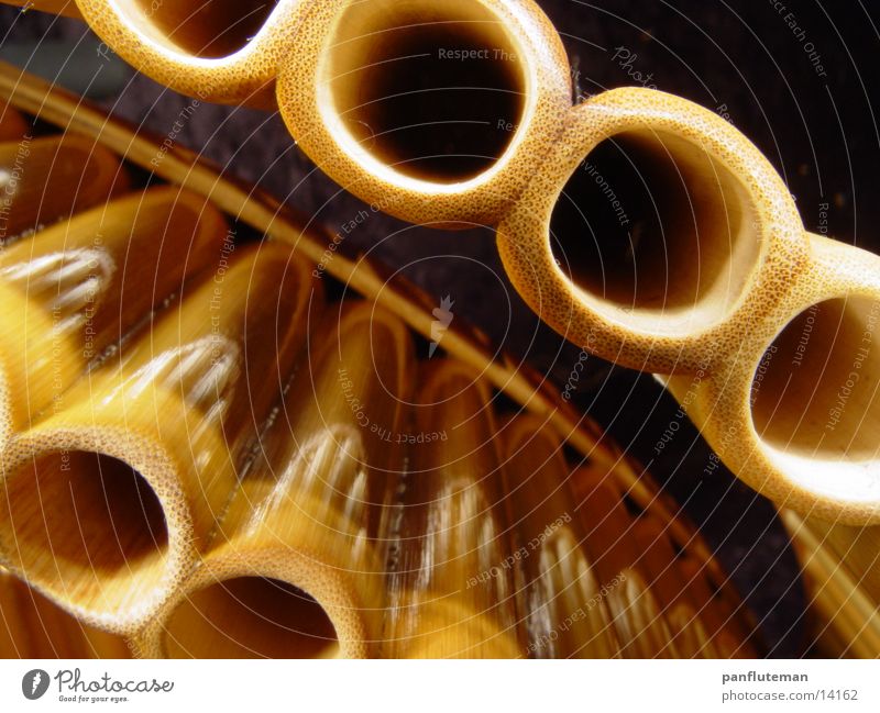 blown on wood Panpipe Flute Macro (Extreme close-up) Close-up Bamboo stick Detail Music Musical instrument Pipe