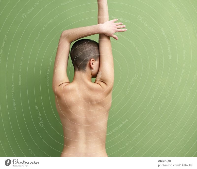 Naked Woman Poses View Of Her Back Stock Photo, Picture and