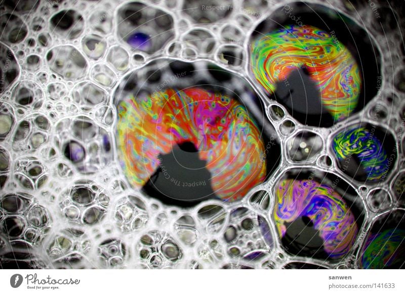 color wash Air bubble Soap bubble Molecular Foam Dye Multicoloured Reflection Beautiful weather Mirror Play of colours Bubble Water blister Related Alliance
