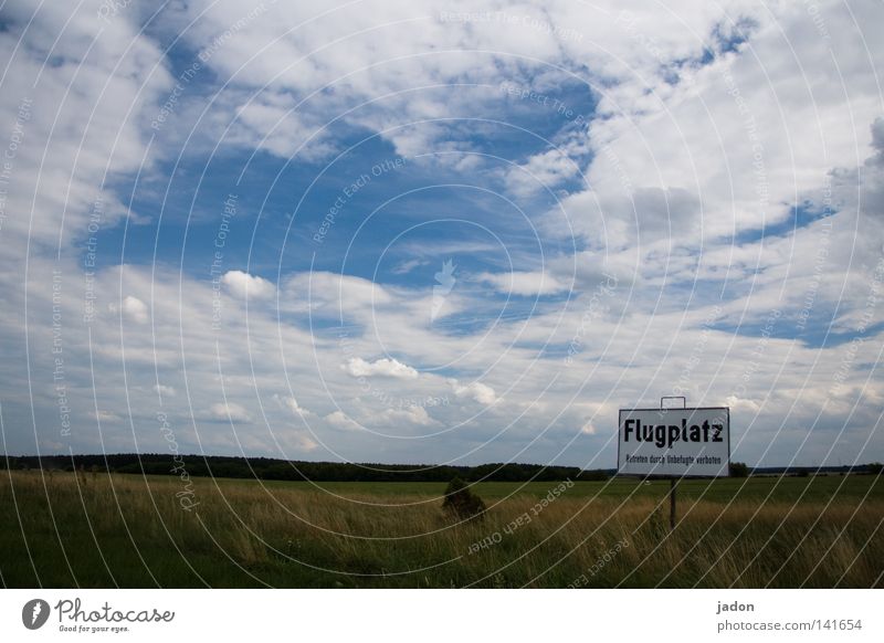 Yeah, where do they fly? Airfield Air show Runway Sky Clouds Airplane Brandenburg Airport Bans Gliding Flying Blue Sky blue Meadow Green Field Far-off places