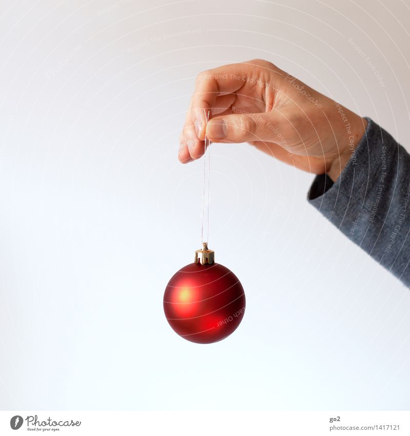 To the balls Christmas & Advent Human being Adults Hand Fingers 1 Decoration Kitsch Odds and ends Glitter Ball To hold on Esthetic Red Anticipation Design Trade