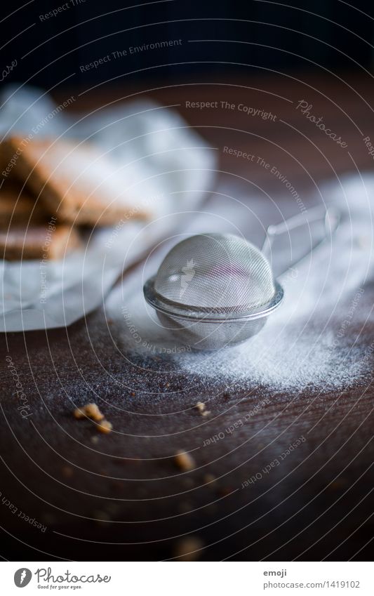 icing sugar Dessert Candy Sugar Confectioner`s sugar Cooking Nutrition Dark Sweet Manual cooking appliances Colour photo Interior shot Close-up Detail Deserted