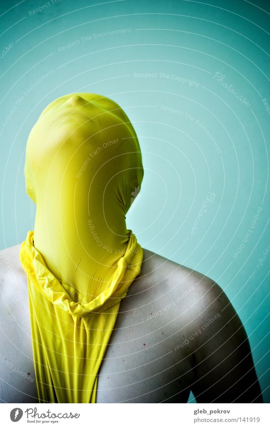 yellow. Art Face Light (Natural Phenomenon) Wall (building) Clothing Tights Yellow Mask Dress up Disguised Ego Identity Exceptional Mens upper part of body