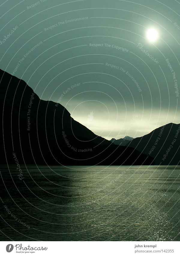 Sound of Silence New Zealand South Island Fog Light Dark Clouds Gray Mysterious Ocean Sky doubtful sound Fjord Mountain Sun Blue Rain Thunder and lightning