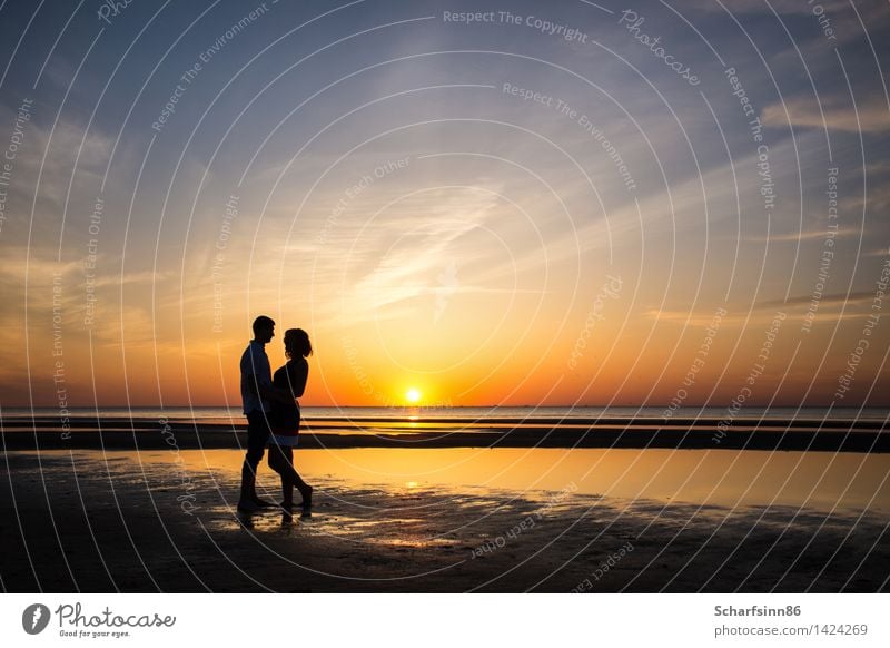 silhouettes of couples in love