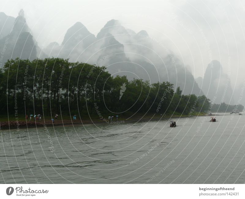China Guilin Li River Li river Fog Water Land Feature Nature Mountain Asia Brook mountains Landscape