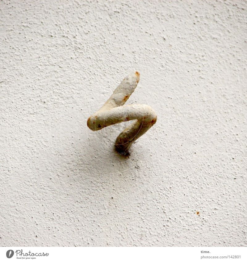 The hook in the matter Concrete Rust White Colour Checkmark Wall (building) Plaster Rotated To anchor Anchoring ground Bracket Hang up screw hooks Upward