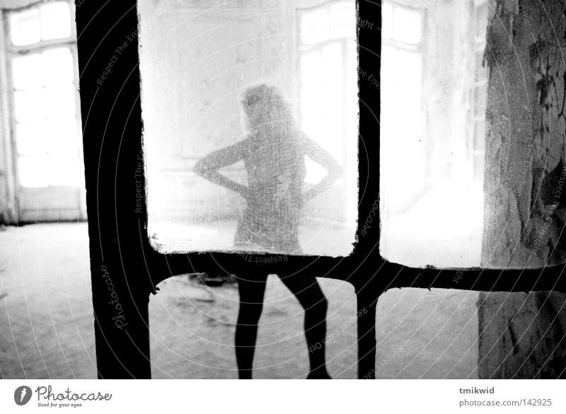 Pose for me, Baby! Posture Woman Window Door Light Black & white photo pose Silhouette source of light Splinter of glass