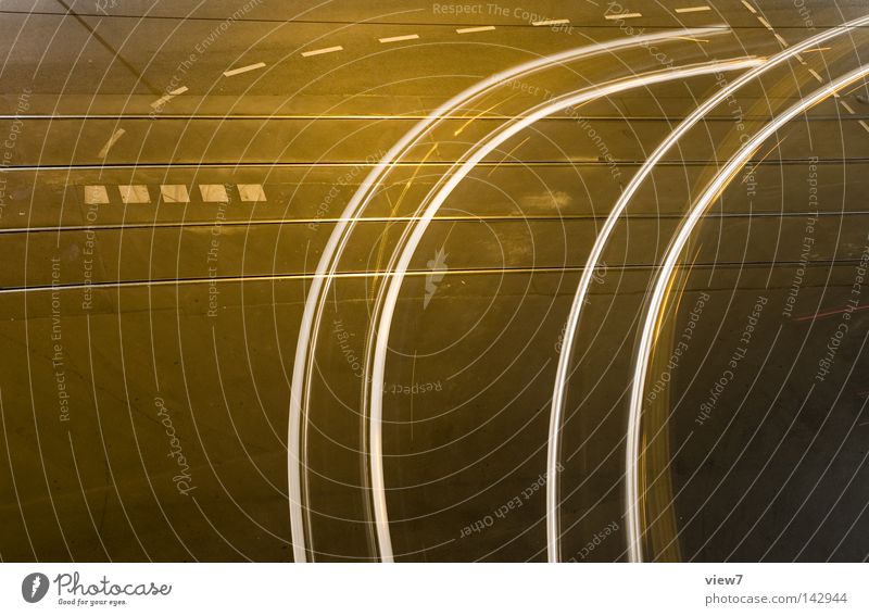 Double-track Driving Light Curve Tracks Night Motor vehicle Transport Means of transport Logistics Turn off Gesture Signs and labeling Direction Lamp Lighting