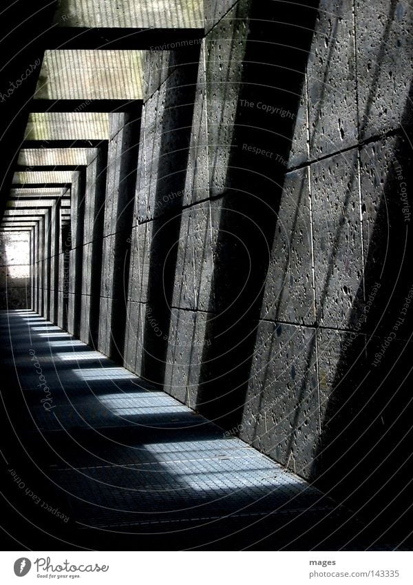 passage Light Shadow Grating Grid Underpass Tunnel Lanes & trails Passage Stone Concrete Underground Modern