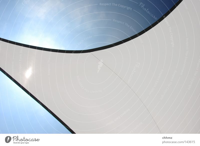 awning Sail Sun sail Protection Shadow Stars Summer Beautiful weather Bend Arch Parable Stitching Clouds Sky Hover Tall Above Corner Lighting Radiation