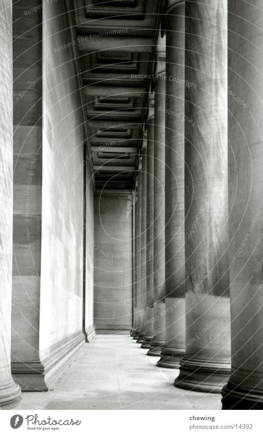 columns Tunnel Historic Architecture Column Stone Black & white photo Deep USA