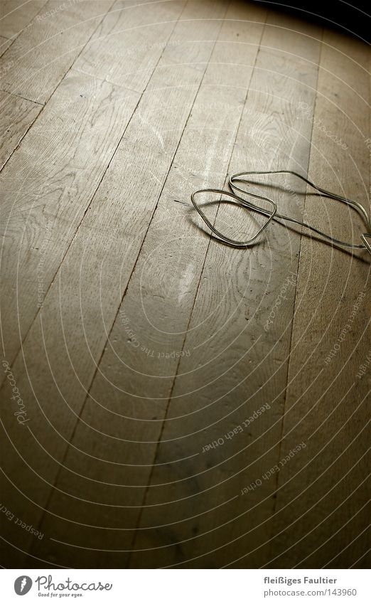 One cable, one floor Cable Shadow Transparent Electrical equipment Parquet floor Wood grain Texture of wood Wooden board Wooden floor Seam Empty Interior shot