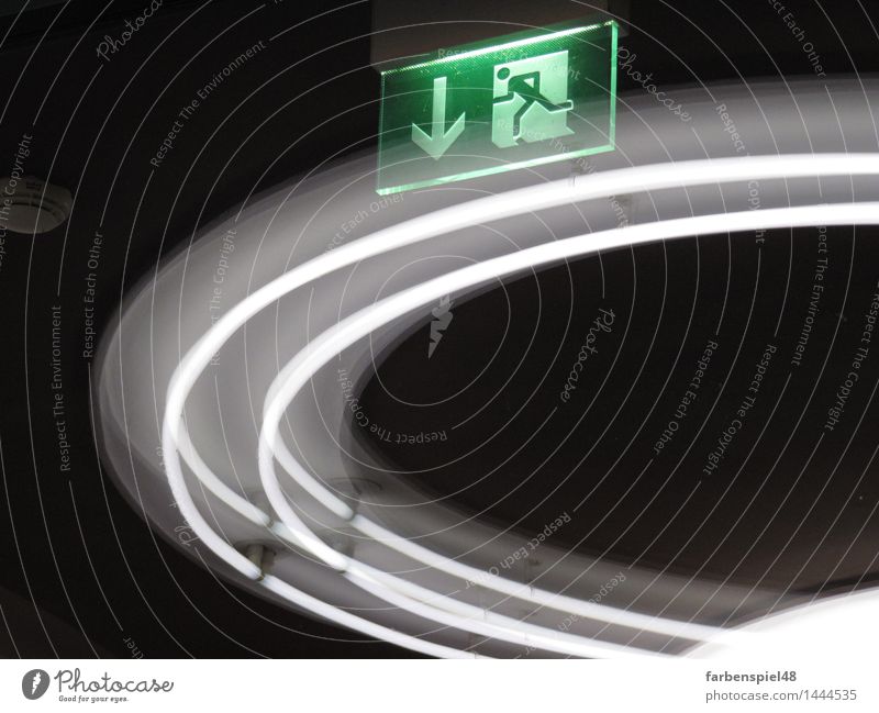 emergency exit Town Architecture Corridor Sign Characters Signs and labeling Signage Warning sign Line Utilize Movement Going Communicate Reading Looking Speed