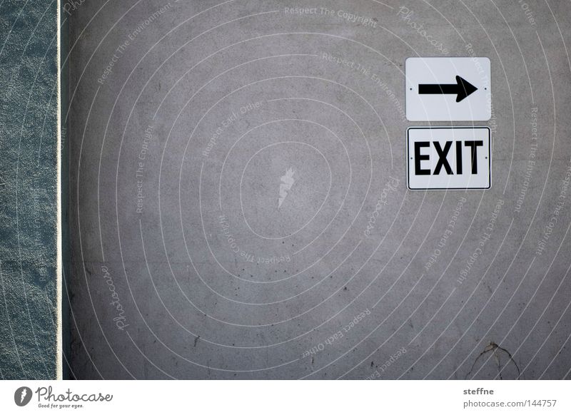 You're out! Emergency exit Way out Road marking Signs and labeling Arrow Wall (building) Direction Signage Detail Leisure and hobbies USA exit strategy