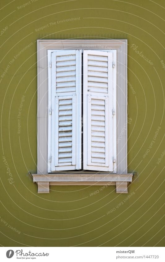 finestra XII Art Esthetic Window Shutter Window board View from a window Window transom and mullion Window frame Green White Architecture Closed Colour photo