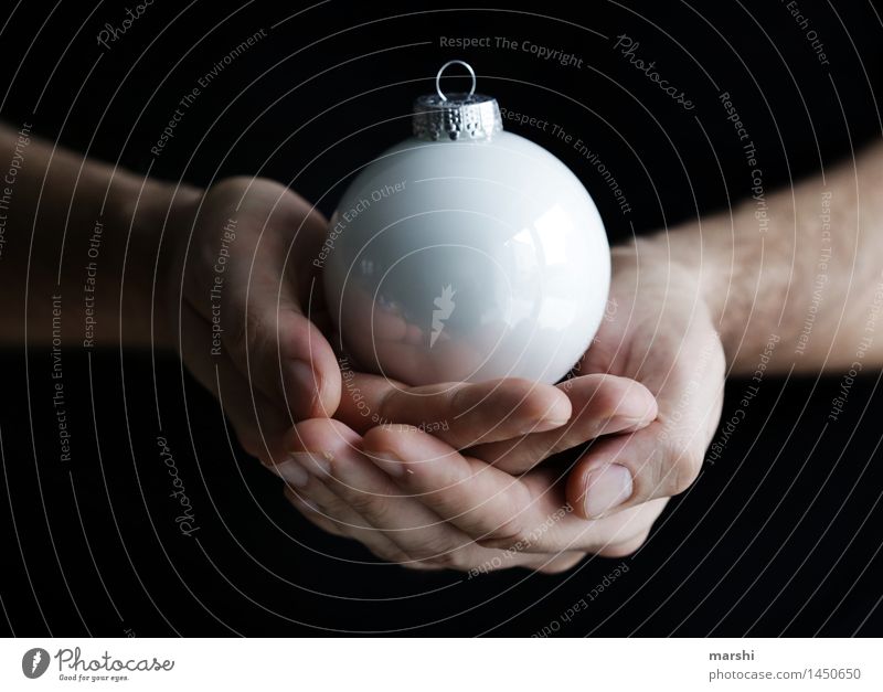 Feast of Love Human being Emotions Moody Joy Anticipation Sphere Decoration Christmas & Advent White Christmas decoration Glitter Ball To hold on Anti-Christmas
