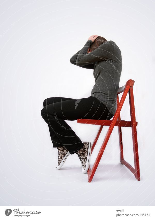 Unsatisfied Red Chucks Dark Black Loneliness Woman Chair unsatisfied hide Bright lonesome Frustration
