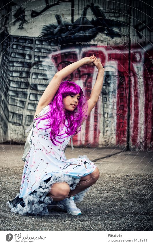 Ne Streck-Elfe Style Design Stands Dance Feminine Artist Stage play Dancer Punk Rockabilly Shows Industrial plant Factory Ruin Fashion Dress Wig Exceptional