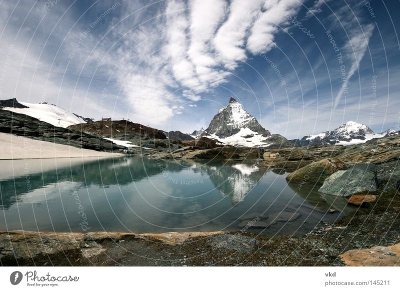 Mountain Lake Nature Zermatt Matterhorn Glacier Switzerland Swiss Alps Blue Green Water Sky