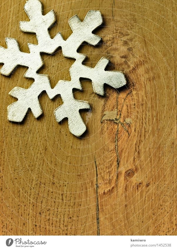 Big wooden snowflake. Design Happy Beautiful Winter Snow Decoration Feasts & Celebrations Christmas & Advent Nature Wood Ornament Old Bright New Retro White