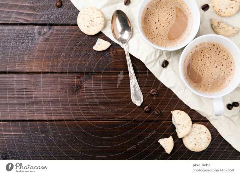 Coffee with biscuits Food Dough Baked goods Candy Nutrition To have a coffee Beverage Hot drink Hot Chocolate Latte macchiato Cup Spoon Lifestyle Healthy Eating