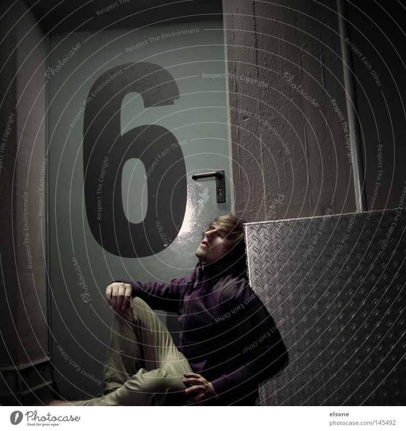 ::6-SETZEN:: Digits and numbers Door Evening Night Portrait photograph Human being Man Sit Detail Dusk Youth (Young adults)