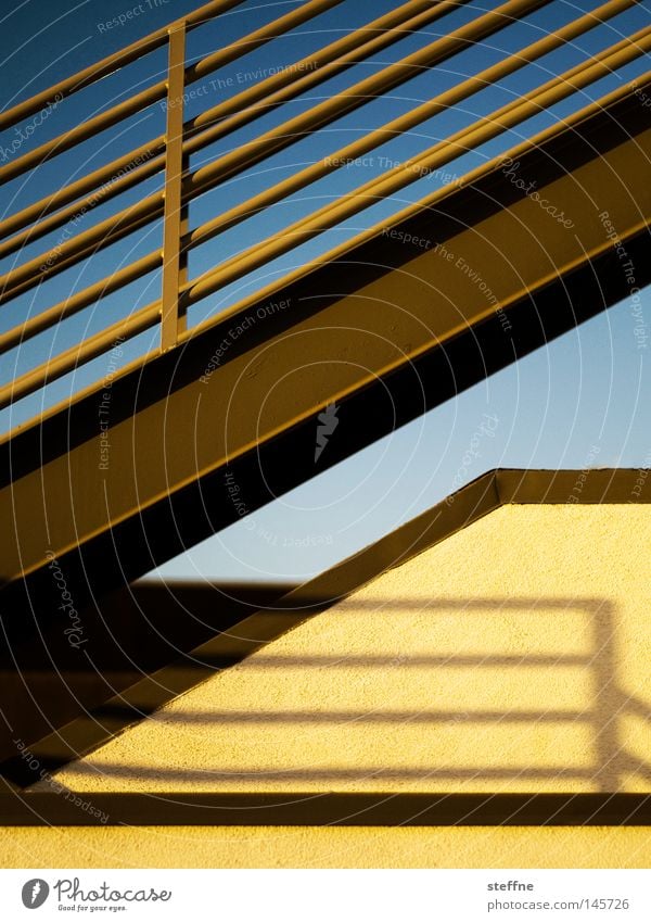 Half stairs. Stairs Yellow Evening sun Light Smooth Shadow Banister Roof Detail half staircase stairway you know